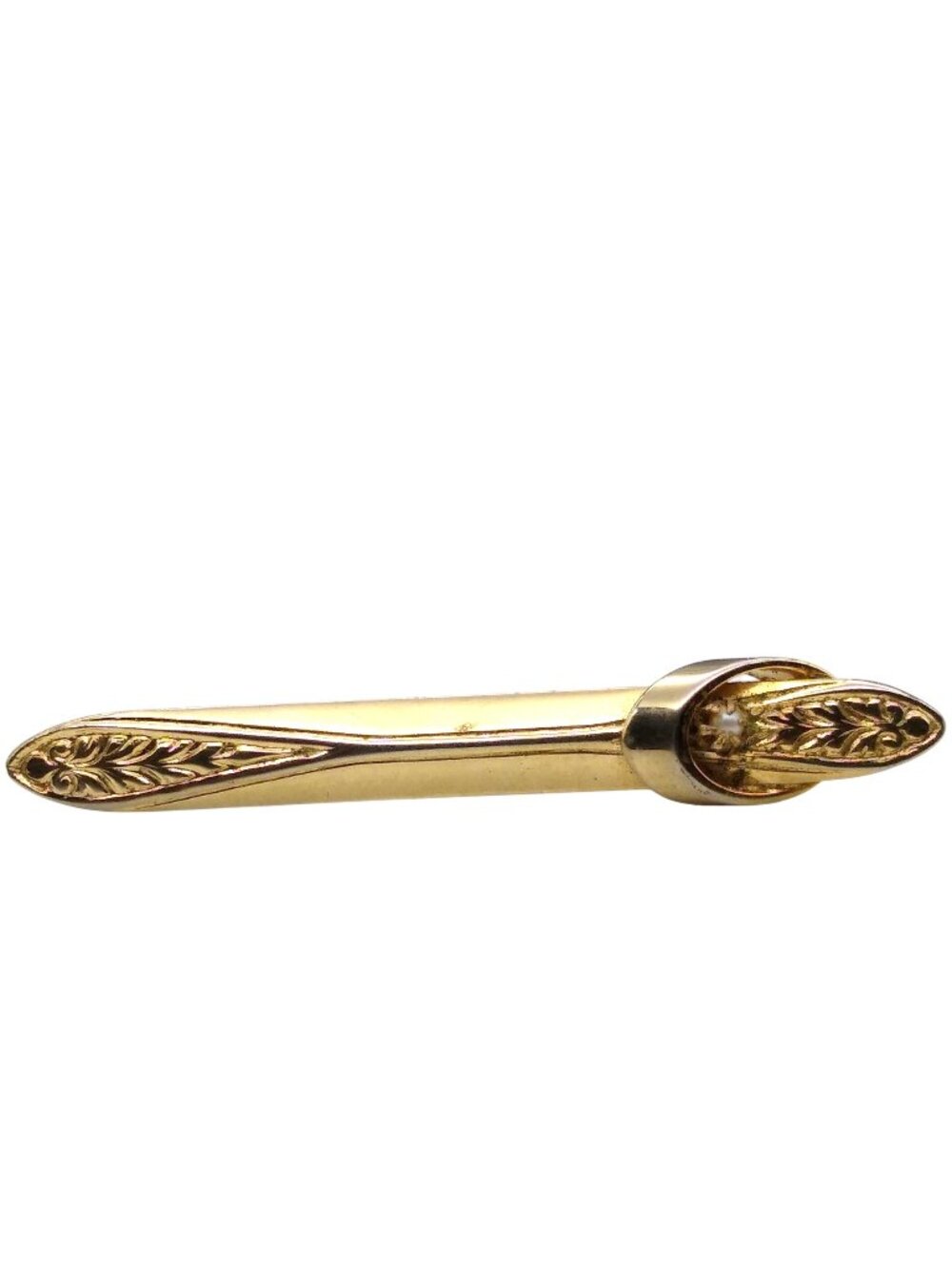 Vintage Elegance Bar Brooch, Gold Tone Victorian Style Lapel Pin with Seed Pearl